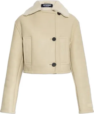 Jacquemus Double-breasted Shearling Coat - Dames - Jassen - Beige - XS - Leer - Jassen