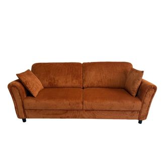 Concept Usine Sof&aacute; recto de 4 plazas de terciopelo acanalado terracota