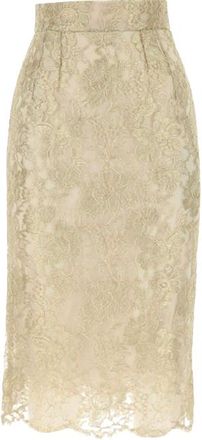 Dolce & Gabbana Gold Lace Pencil Skirt Size 42