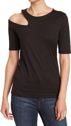 Gibsonlook Elbow-Length Sleeve Rib Tee in Black at Nordstrom Rack, Size X-Small