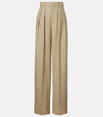 Saint Laurent Wool and silk wide-leg pants