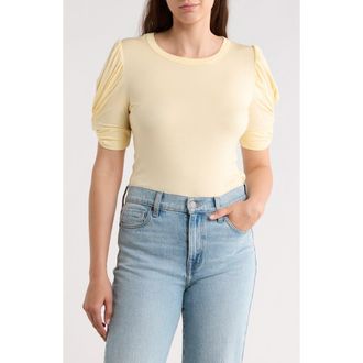 Renee C Solid Scrunched Sleeve Top in Light Butter at Nordstrom Rack, Size X-Large