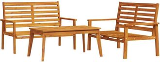 vidaXL 3 Piece Garden Lounge Set Solid Wood Acacia vidaXL
