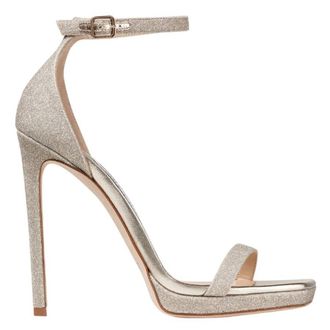Jimmy Choo London Alva 120 Glitter Sandals, Brand Size 38.5 ( US Size 8.5 )