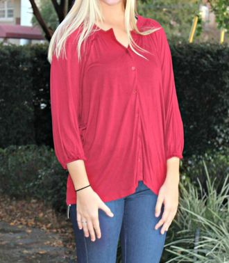 Kensie Christmas Top In Burgundy