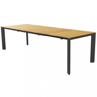 No Brand Tavolo allungabile con struttura in alluminio e piano in legno teak 211/276x100xH75 cm