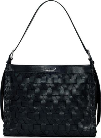 Desigual Woven Faux Leather Shoulder Bag in Black at Nordstrom