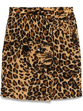 Saint Laurent Mini-rok met luipaardprint - Bruin