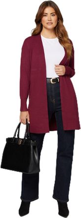 Wallis Longline Seam Cardigan, S, Berry