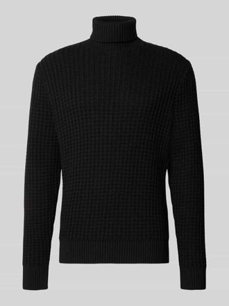Selected Regular Fit Rollkragenpullover in Waffel-Struktur Modell TOM in Black, Größe XXL