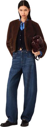 Maje Short faux fur coat in Brown at Nordstrom, Size 40 Eu