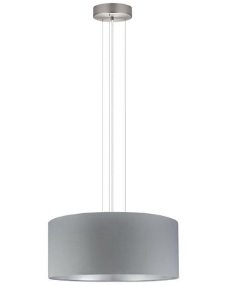 Eglo Eglo Maserlo 3 Light Pendant With Satin Nickel Finish & Grey With Silver Interior Shade