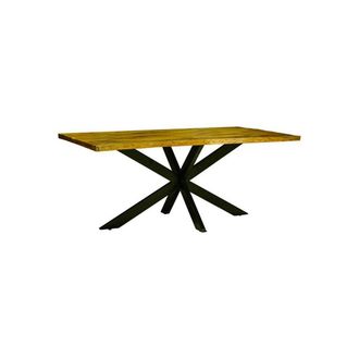 Jaipur Furniture Kerela Artificial Edge Spider Leg Dining Table - Mango Wood/Iron - L80 x W140 x H76 cm - Mango PP Saw Finish in Brown