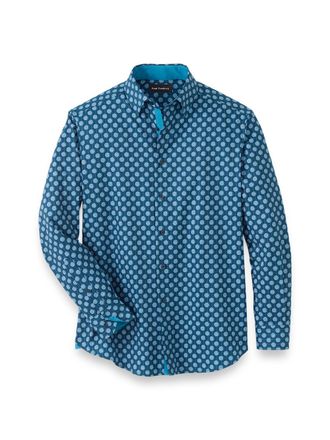 Paul Fredrick Performance Stretch Medallion Casual Shirt