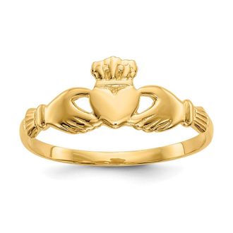 Diamond2Deal 14k Yellow Gold Claddagh Ring