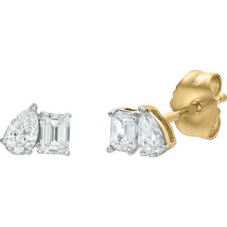 LuvMyJewelry Valessa 14K Gold Lab Grown Diamond Toi Et Moi Earrings - 0.4 Ct in 14K Yellow Gold at Nordstrom