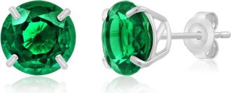 MAX + STONE 14k Yellow or White Gold 9mm Round Large Gemstone Stud Earrings