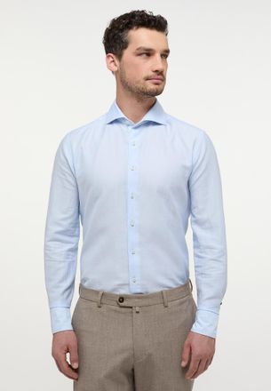 Eterna Langarmhemd ETERNA SLIM FIT, Herren, Gr. 38, N-Gr, blau (himmelblau), Twill, 59% Baumwolle, 41% Leinen, schmal, Manschette, Hemden Langarmhemd, EASY I