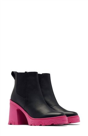 Sorel Womens Brex Waterproof Platform Block Heel Chelsea Boot In Black Cactus Pink