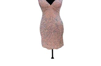 Sherri Hill Womens V Neck Lace Up Mini Dress In Pink