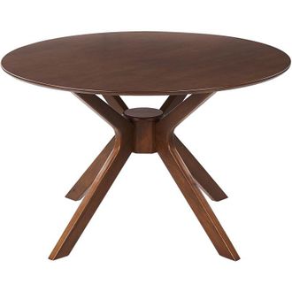 Beliani Beliani - Mesa De Comedor Redonda Dise&ntilde;o Retro &Oslash;120 Cm Comedor Sala De Estar Caoba Oscura Tymis