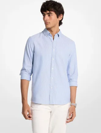 Michael Kors Classic-Fit Striped Cotton Shirt