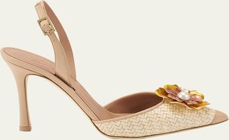 Malone Souliers 90mm Sarah Raffia Slingback Pumps