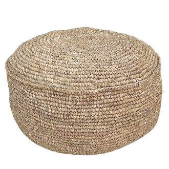 NATYAL Puf acolchado de rafia natural d.60x35cm