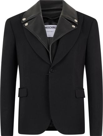 Moschino Double-Collar Jacket - Heren - Blazers - Zwart - L - Wol - Jassen