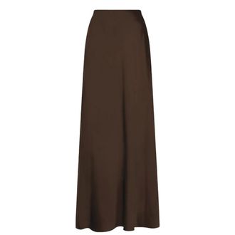 Dante6 Ywa Satin Maxi Rok - Dames - Rokken - Bruin - Maat: L Satijn