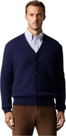 Brooks Brothers Shetland Wool Cardigan - Heren - Vesten - Blauw - 2XL - Wol - Truien & Vesten