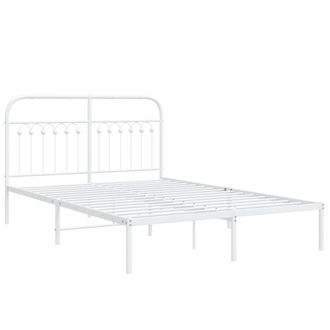 vidaXL Estructura Cama Sin Colch&oacute;n Con Cabecero Metal Blanco 140x200cm Vidaxl