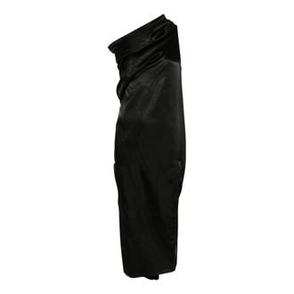 Rick Owens Midi Dresses, female, Black, Size: XS One-Shoulder Slip Midi Dress