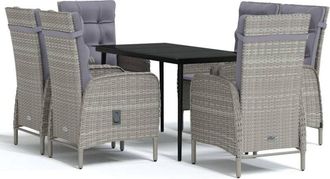 vidaXL Juego De Comedor De Jard&iacute;n 7 Piezas Con Cojines Gris Y Negro Vidaxl