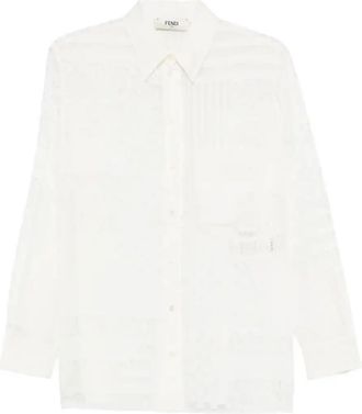 Fendi Lace-Panel Shirt - Womens - Polyamide/Viscose/Silk