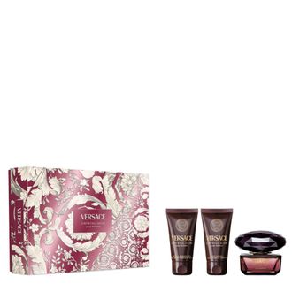 Versace Womens Crystal Noir Eau de Parfum 50ml Gift Set with Shower Gel & Body Lotion - One Size