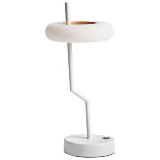Beliani L&aacute;mpara De Mesa Moderna De Hierro Aluminio Interior Exterior Blanco Alviela