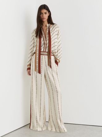 Reiss Petite Chain-print Wide-leg Trousers, 10