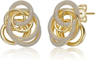 Rachel Glauber 14K Gold Plated with Cubic Zirconia Multiple Eternity Circle Love Knot Stud Earrings