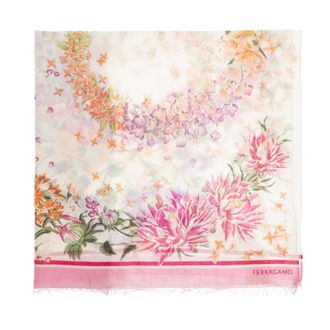 Ferragamo Scarves, female, Pink, Size: ONE SIZE Floral Motif Scarf