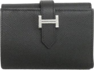 Herm&egrave;s Black Rouge H Epsom Leather Coin Purse/Coin Case (Pre-Owned)