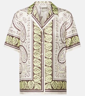 Tory Burch Printed silk bowling shirt
