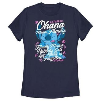 Lilo & Stitch Womens Lilo & Stitch Ohana Means Family Graphic T-Shirt in Navy Blue at Nordstrom, Size Medium