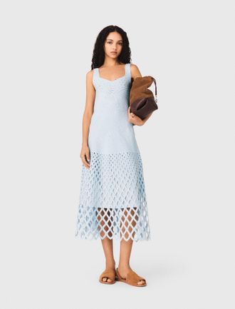 Maje Crochet Dress With Removable Lining - Blue - Maje