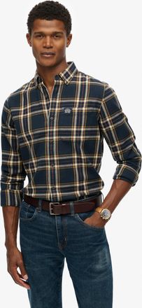 Superdry Langarmhemd SUPERDRY L/S COTTON LUMBERJACK SHIRT, Herren, Gr. XXL, N-Gr, bryce check navy, Web, Obermaterial: 100% Baumwolle, kariert, regular fit, He