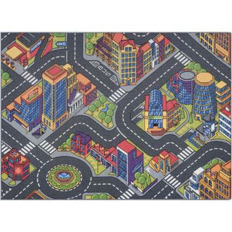 RugsX Rugsx - Alfombra Rebel Roads Town Life 97 Metr&oacute;polis, Calles Antideslizante Para Ni&ntilde;os - Gris Grey 95x200 Cm