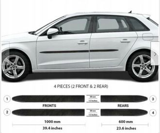 OEM Molduras Laterales De Las Puertas Negras Del Audi A3 2014+