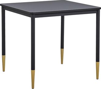 Beliani Beliani - Mesa De Comedor Tablero De Mdf Negro Mesa De Cocina Cuadrada 80 X 80 Cm Con Patas De Metal Estilo Glamour Shalford