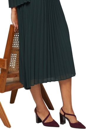 Wallis Jolly Faux Suede Asymmetric High Block Heel Court Shoes, 5, Burgundy