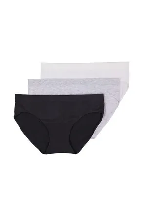 BraBar/Boutique Comfy Undies - Cotton Stretch Bikini in Black/white/grey Heather at Nordstrom, Size Medium/large